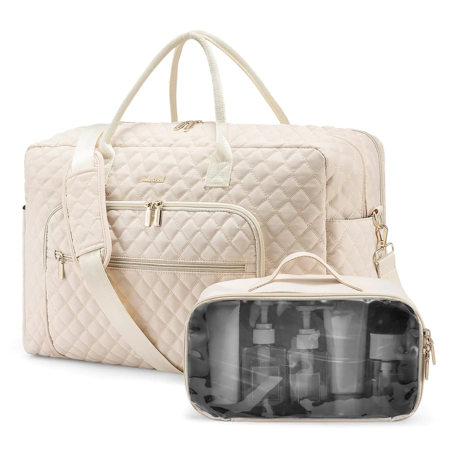LOVEVOOK Quilted Weekender with Laptop and Toiletry Bag