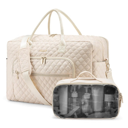 LOVEVOOK Quilted Weekender with Laptop and Toiletry Bag