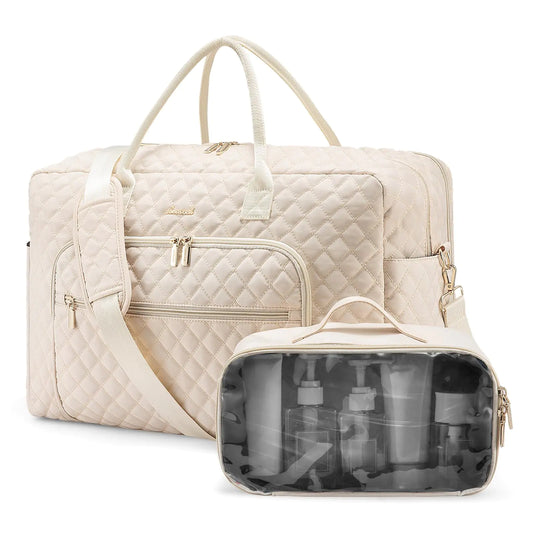 LOVEVOOK Quilted Weekender with Laptop and Toiletry Bag