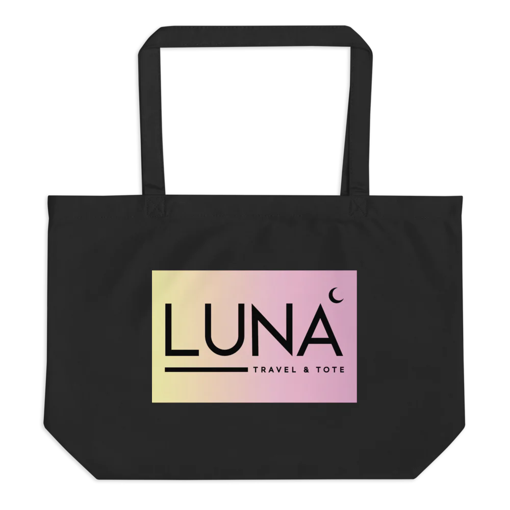 Large Eco Tote with Chic Pink/Yellow Luna Travel & Tote Logo