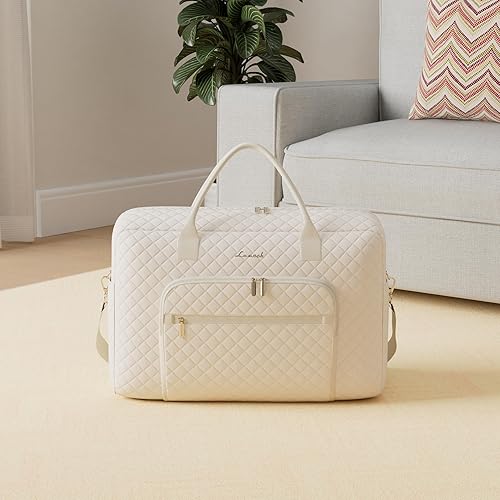 LOVEVOOK Quilted Weekender with Laptop and Toiletry Bag