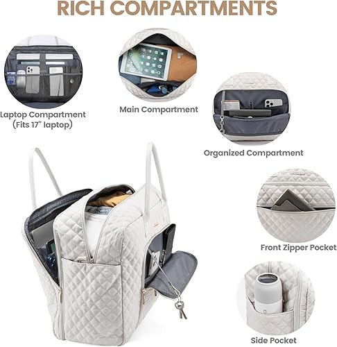 LOVEVOOK Quilted Weekender with Laptop and Toiletry Bag
