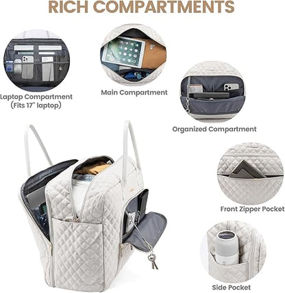 LOVEVOOK Quilted Weekender with Laptop and Toiletry Bag