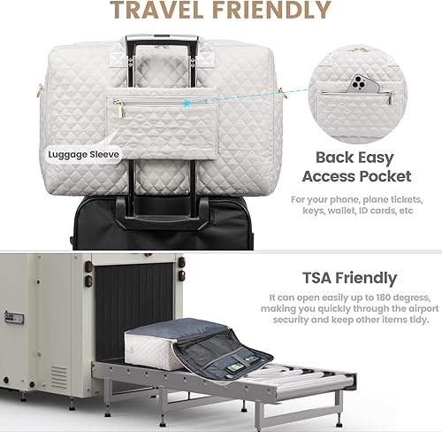 LOVEVOOK Quilted Weekender with Laptop and Toiletry Bag