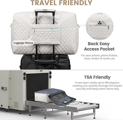 LOVEVOOK Quilted Weekender with Laptop and Toiletry Bag