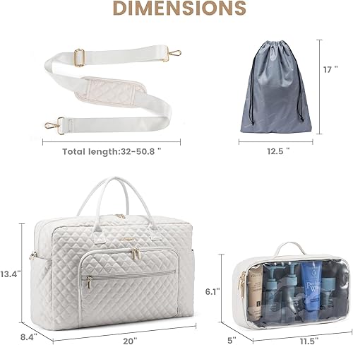 LOVEVOOK Quilted Weekender with Laptop and Toiletry Bag