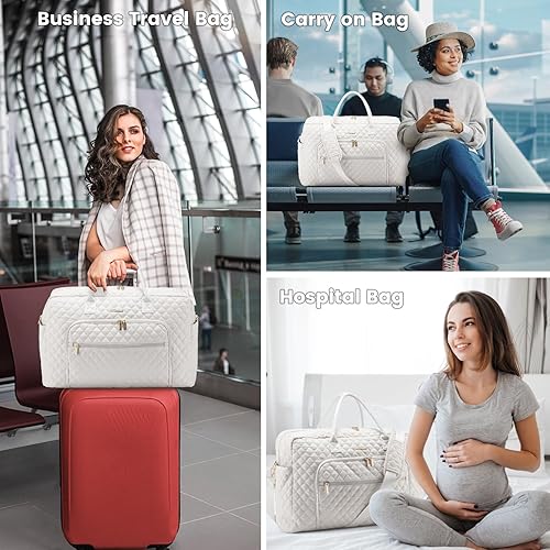 LOVEVOOK Quilted Weekender with Laptop and Toiletry Bag