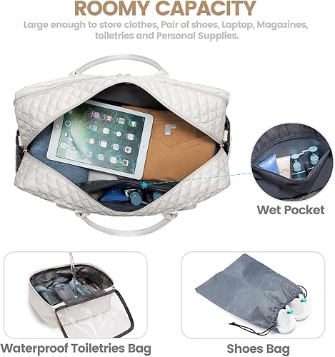 LOVEVOOK Quilted Weekender with Laptop and Toiletry Bag