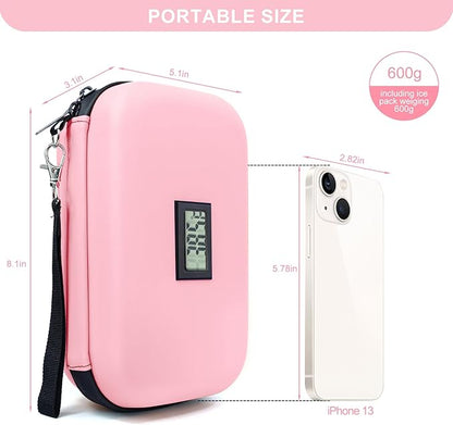 WULUMU Chic Pink Insulin Travel Cooler with Digital Display - TSA Approved