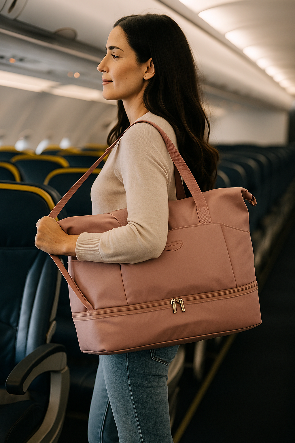 MISSNINE Stylish Expandable Weekender with Shoe Pocket - Pink